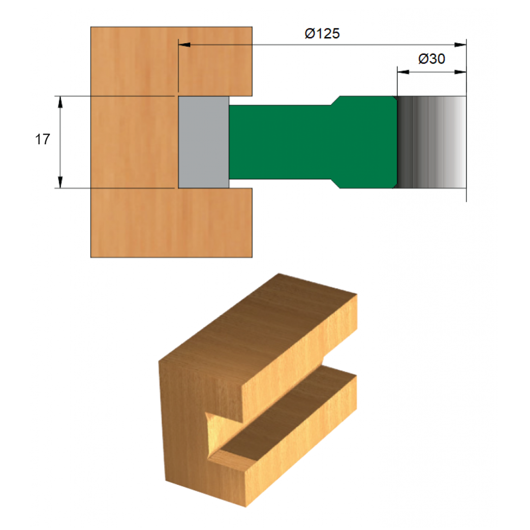 Fresa para Ranhura Ø125 x 17 x 30 – 6 Dentes - Cód. 1800.29